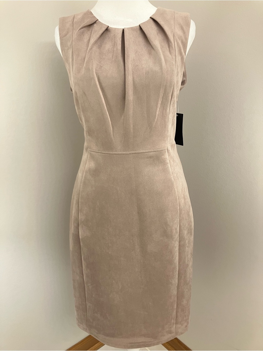 Tailored Pleated Faux Suede Dress In Blush